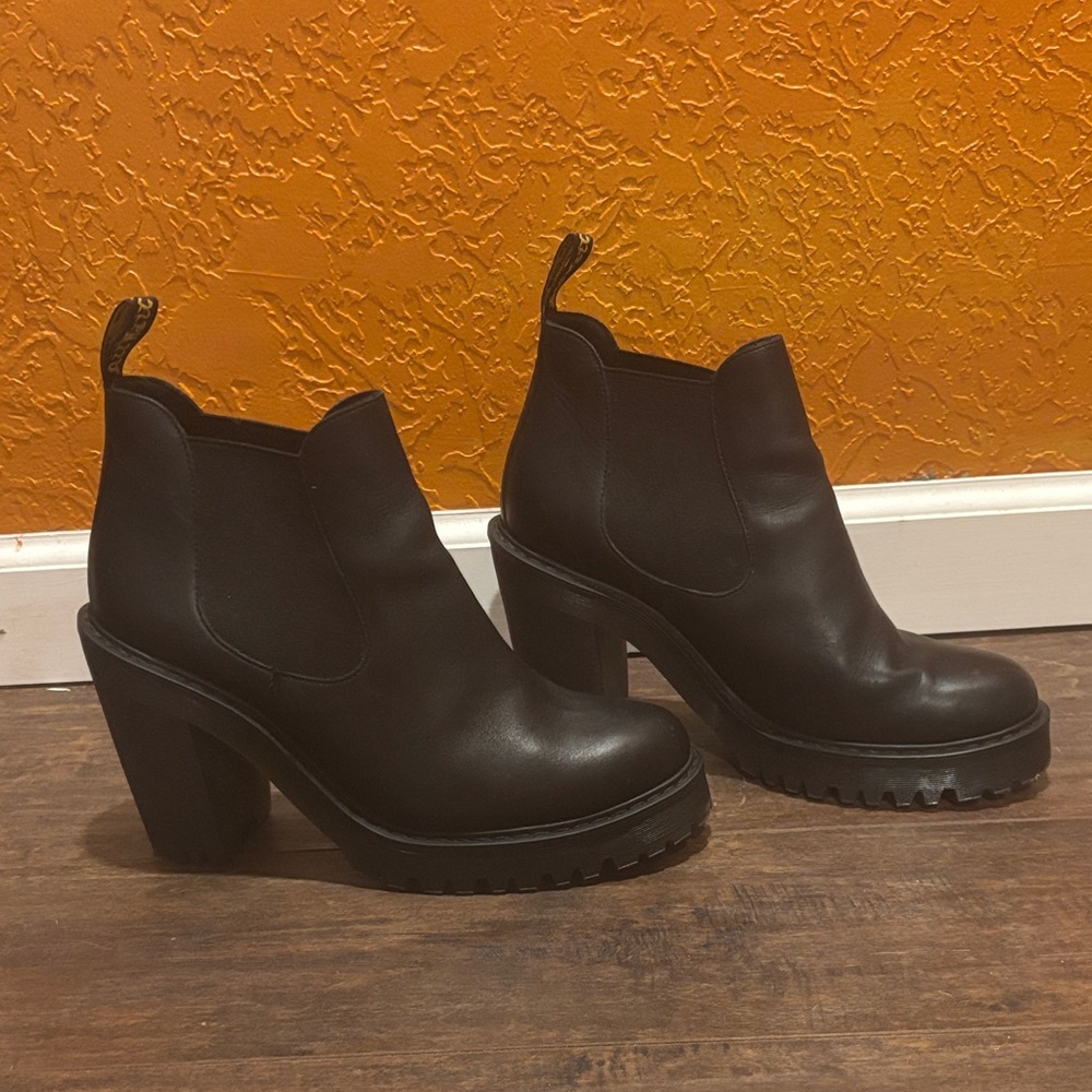 Dr. Martens Black Chunky Heel Ankle Boots